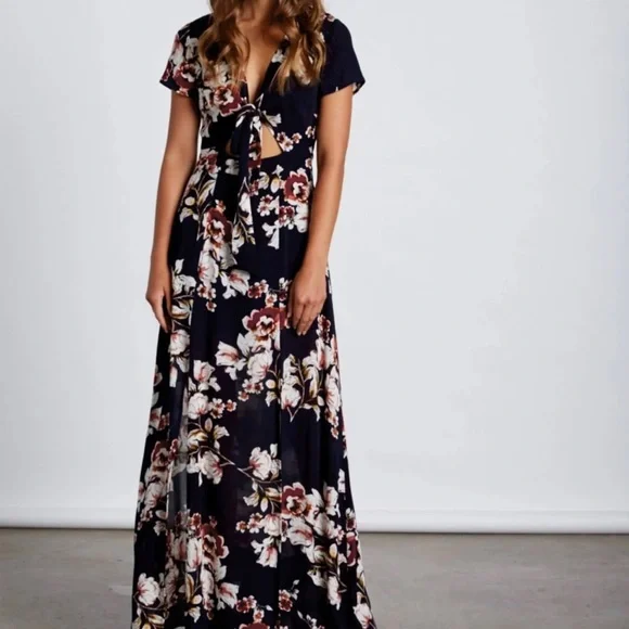 Cotton Candy Dresses | Cotton Candy La Navy Floral Maxi Dress | Color: Black/Blue | Size: M | Sadiejones765'S Closet